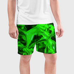 Шорты спортивные мужские Зелёная кислотная неоновая коалесценция, цвет: 3D-принт — фото 2