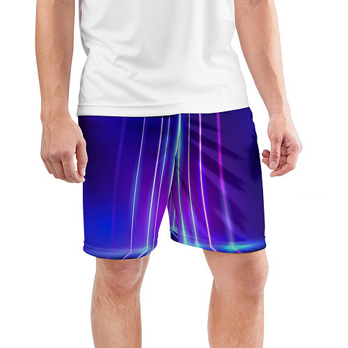 Мужские спортивные шорты Neon glow - vaporwave - strips / 3D-принт – фото 3