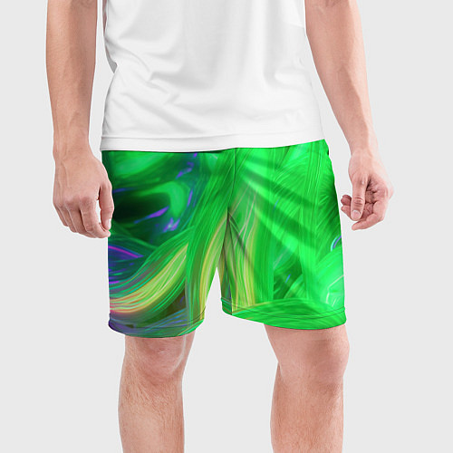 Мужские спортивные шорты Зеленая абстракция / 3D-принт – фото 3