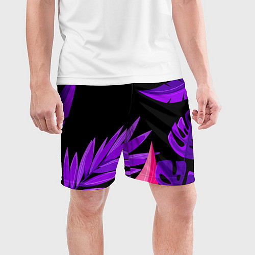 Мужские спортивные шорты Floral composition - neon / 3D-принт – фото 3