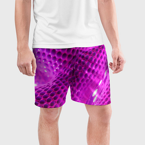 Мужские спортивные шорты Розовые объемные соты / 3D-принт – фото 3