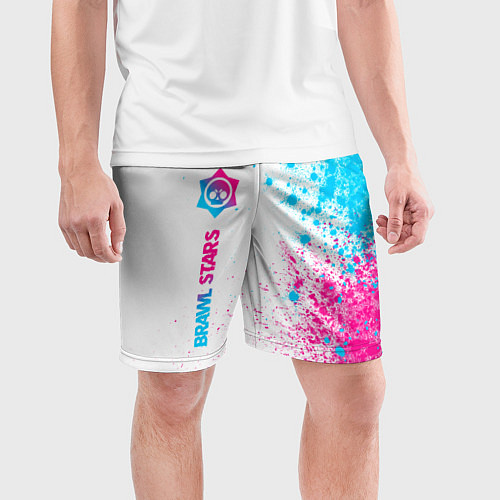 Мужские спортивные шорты Brawl Stars neon gradient style: по-вертикали / 3D-принт – фото 3