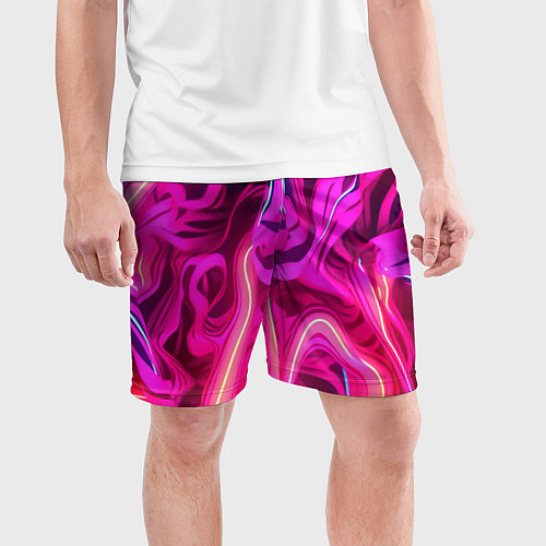 Мужские спортивные шорты Pink neon abstract / 3D-принт – фото 3