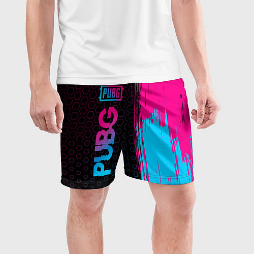 Мужские спортивные шорты PUBG - neon gradient: по-вертикали / 3D-принт – фото 3