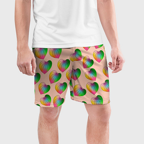 Мужские спортивные шорты Цветной листик / 3D-принт – фото 3