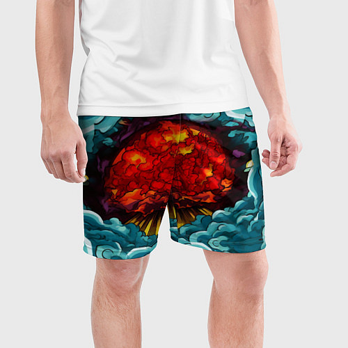Мужские спортивные шорты Ядерный хаос в витраже / 3D-принт – фото 3