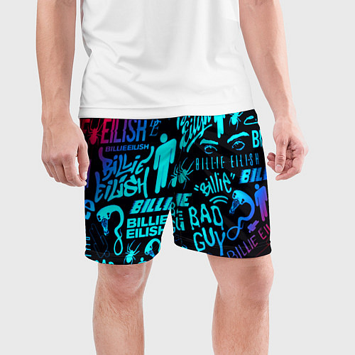 Мужские спортивные шорты Billie Eilish neon pattern / 3D-принт – фото 3