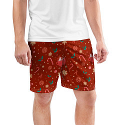 Шорты спортивные мужские Паттерн новогодняя пижама, цвет: 3D-принт — фото 2