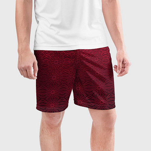 Мужские спортивные шорты Изысканный красный узорчатый / 3D-принт – фото 3