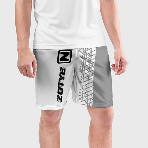 Мужские спортивные шорты Zotye speed на светлом фоне со следами шин: по-вер / 3D-принт – фото 3