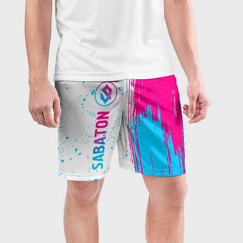 Мужские спортивные шорты Sabaton neon gradient style: по-вертикали / 3D-принт – фото 3