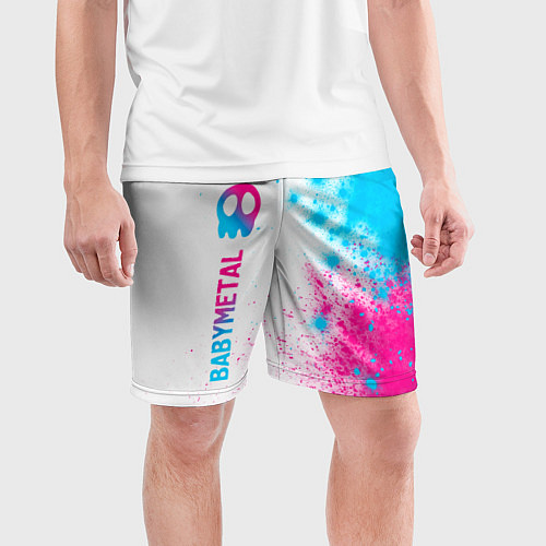 Мужские спортивные шорты Babymetal neon gradient style: по-вертикали / 3D-принт – фото 3