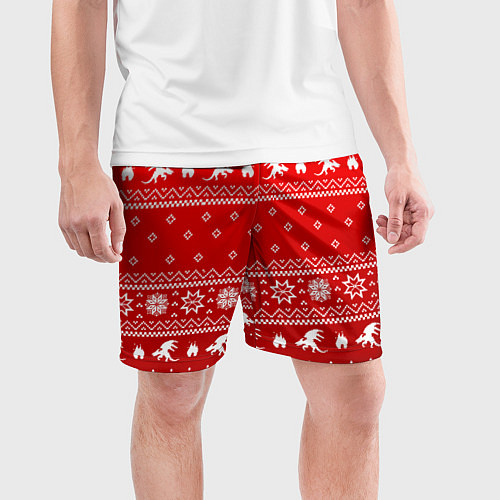 Мужские спортивные шорты Свитер с драконами - паттерн / 3D-принт – фото 3