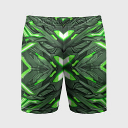 Шорты спортивные мужские Кибер неоновая броня зелёная, цвет: 3D-принт