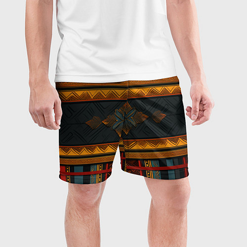 Мужские спортивные шорты Этнический рисунок в полоску / 3D-принт – фото 3