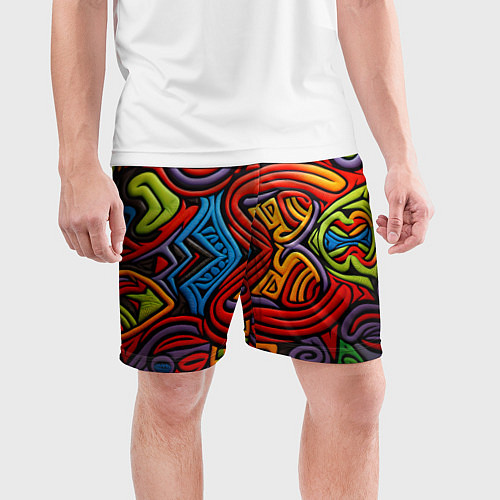 Мужские спортивные шорты Разноцветный узор в стиле абстракционизм / 3D-принт – фото 3