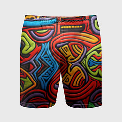 Мужские спортивные шорты Разноцветный узор в стиле абстракционизм