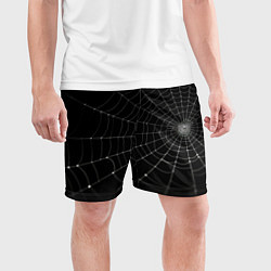 Шорты спортивные мужские Паутина на черном фоне, цвет: 3D-принт — фото 2