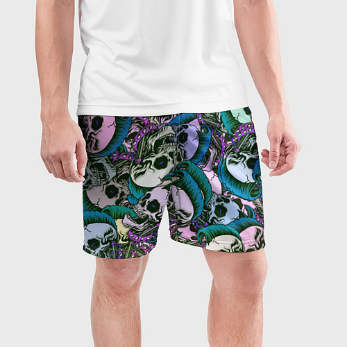 Мужские спортивные шорты Череп панк паттерн / 3D-принт – фото 3