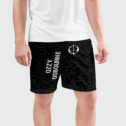 Мужские спортивные шорты Ozzy Osbourne glitch на темном фоне вертикально / 3D-принт – фото 3