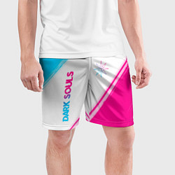Шорты спортивные мужские Dark Souls neon gradient style вертикально, цвет: 3D-принт — фото 2