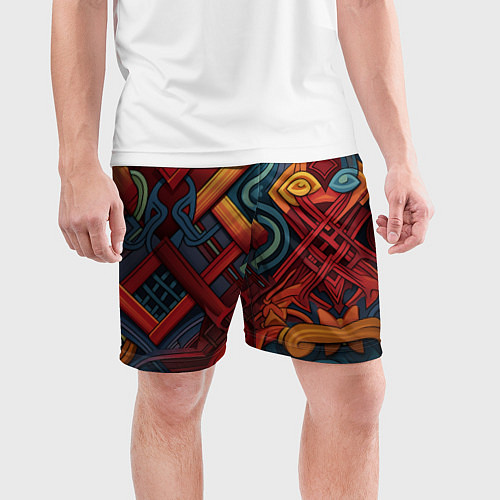 Мужские спортивные шорты Абстрактный узор в этническом стиле / 3D-принт – фото 3