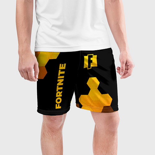 Мужские спортивные шорты Fortnite - gold gradient вертикально / 3D-принт – фото 3