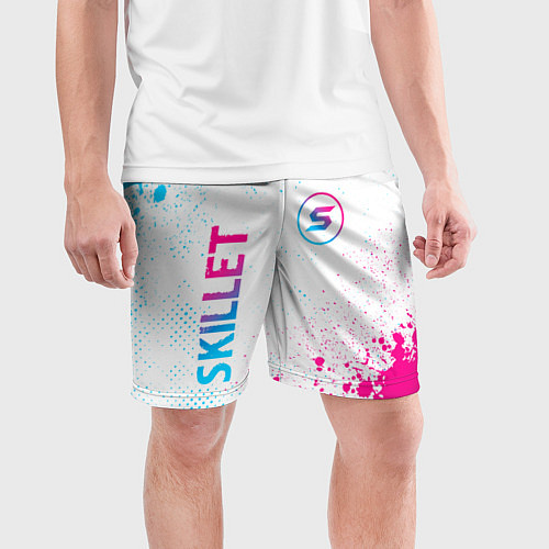 Мужские спортивные шорты Skillet neon gradient style вертикально / 3D-принт – фото 3
