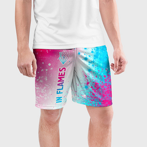 Мужские спортивные шорты In Flames neon gradient style по-вертикали / 3D-принт – фото 3