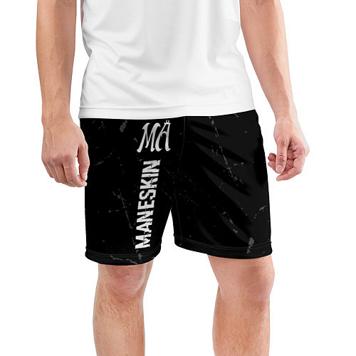 Мужские спортивные шорты Maneskin glitch на темном фоне по-вертикали / 3D-принт – фото 3