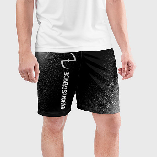 Мужские спортивные шорты Evanescence glitch на темном фоне по-вертикали / 3D-принт – фото 3