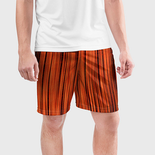 Мужские спортивные шорты Абстрактные полосы красно-оранжевый / 3D-принт – фото 3