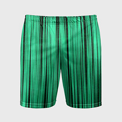 Шорты спортивные мужские Абстракция полосы зелёные, цвет: 3D-принт