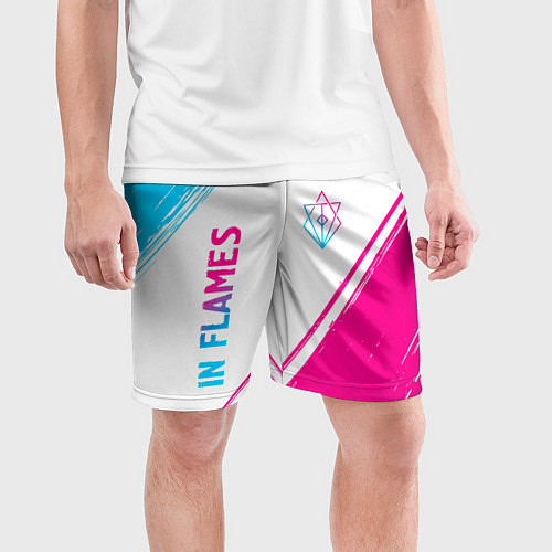 Мужские спортивные шорты In Flames neon gradient style вертикально / 3D-принт – фото 3