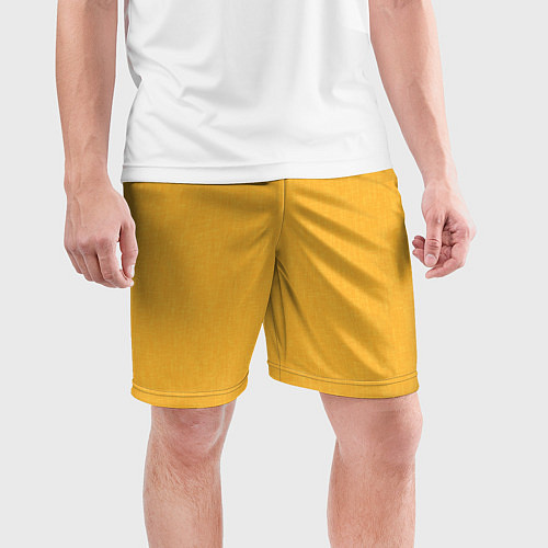 Мужские спортивные шорты Жёлтый однотонный текстура / 3D-принт – фото 3