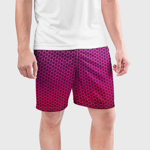 Мужские спортивные шорты Градиент розовый с рисунком / 3D-принт – фото 3