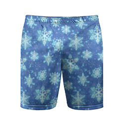 Шорты спортивные мужские Pattern with bright snowflakes, цвет: 3D-принт