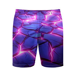Мужские спортивные шорты Неоновые фиолетовые камни со свечением
