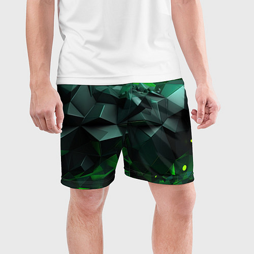 Мужские спортивные шорты Зеленый океан абстракции / 3D-принт – фото 3