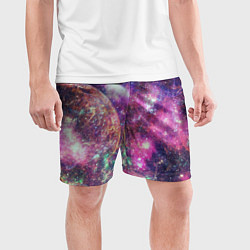 Шорты спортивные мужские Пурпурные космические туманности со звездами, цвет: 3D-принт — фото 2