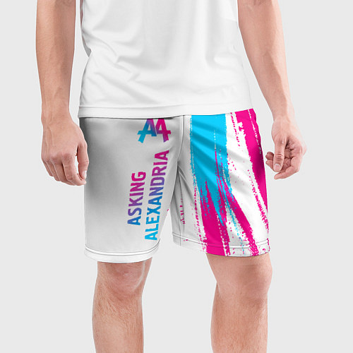 Мужские спортивные шорты Asking Alexandria neon gradient style по-вертикали / 3D-принт – фото 3