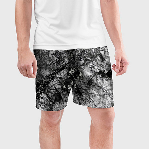 Мужские спортивные шорты Белый лес камуфляж / 3D-принт – фото 3