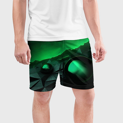 Мужские спортивные шорты Асимметрия растительного узора / 3D-принт – фото 3