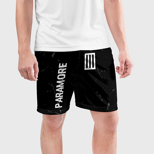 Мужские спортивные шорты Paramore glitch на темном фоне вертикально / 3D-принт – фото 3