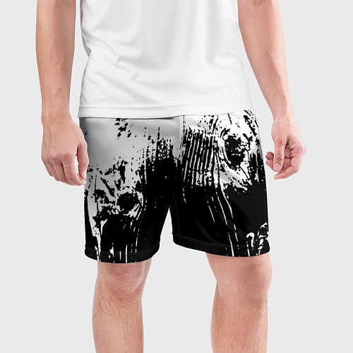 Мужские спортивные шорты Черно-белая абстракция гранж / 3D-принт – фото 3