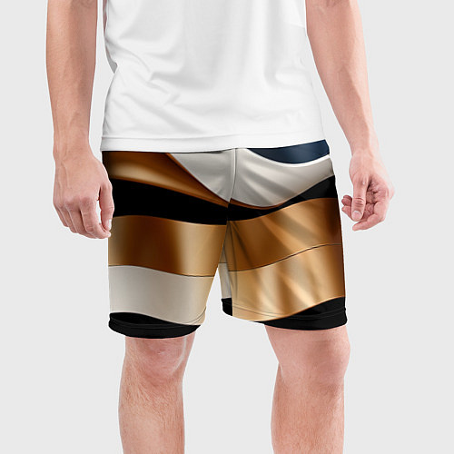 Мужские спортивные шорты Золотистые вставки абстракции / 3D-принт – фото 3
