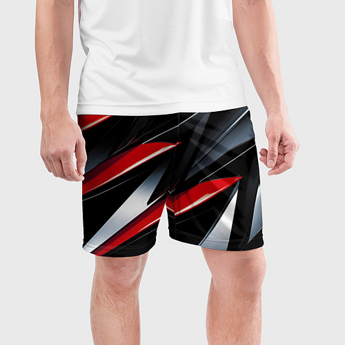 Мужские спортивные шорты Red black abstract / 3D-принт – фото 3