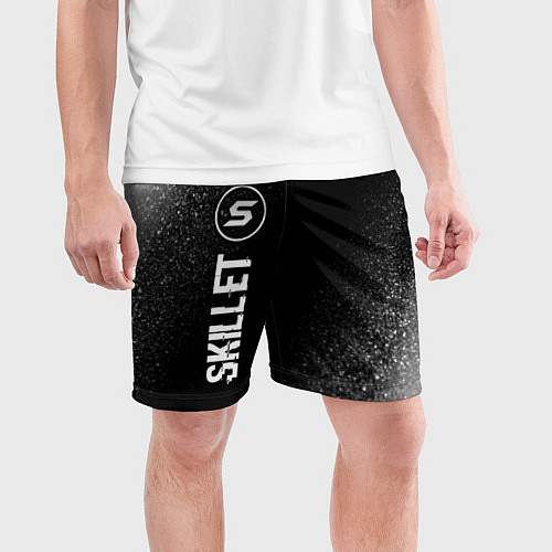 Мужские спортивные шорты Skillet glitch на темном фоне по-вертикали / 3D-принт – фото 3