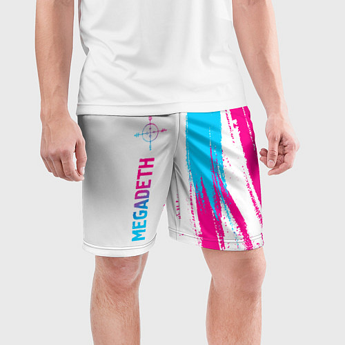 Мужские спортивные шорты Megadeth neon gradient style по-вертикали / 3D-принт – фото 3