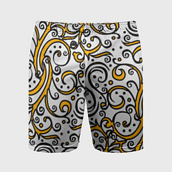 Шорты спортивные мужские Жёлтый кружевной узор, цвет: 3D-принт